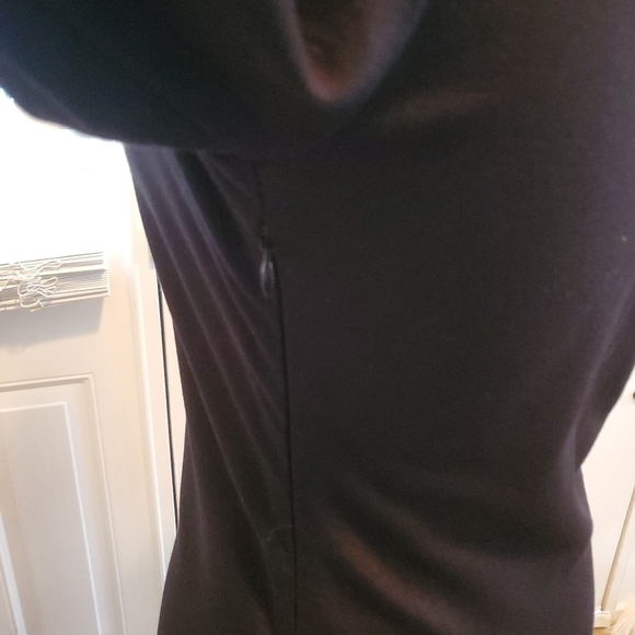 RACHEL Zoe Dropped Waist Dress Womens XS‎ Black Zippered Boat Neck Ruffle Hem - Picture 8 of 14